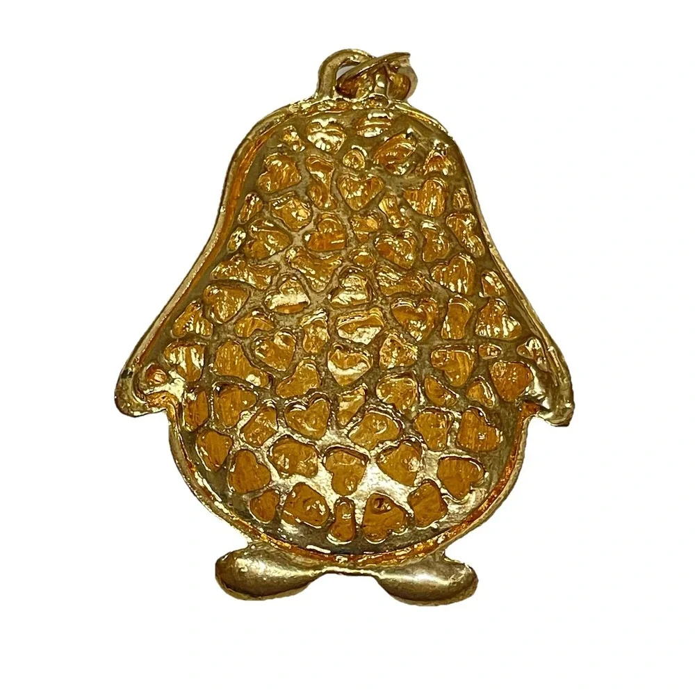 Penguin Keychain‎ Bag Charm Or Jewelry Pendant Gold Rhinestone Sparkly Bling